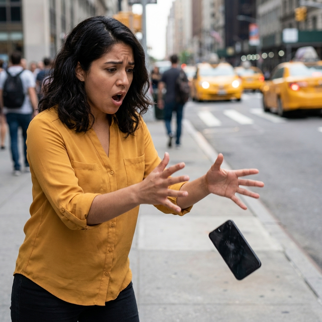 Se le cae el celular